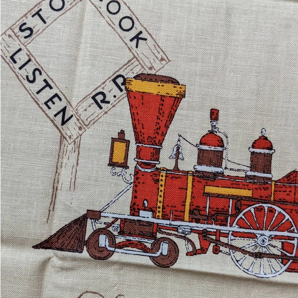 Vintage Mid-Century Train Fabric Remnant, 20